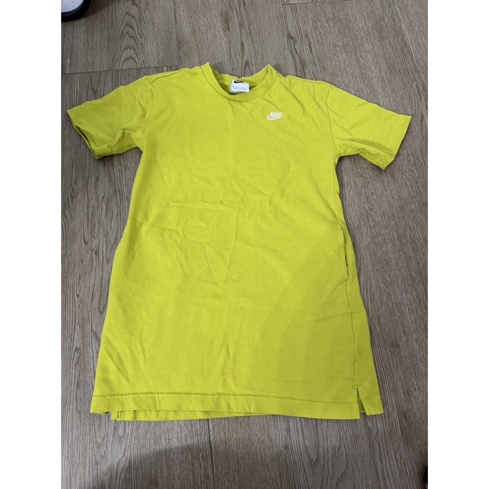 Nike Girls Sportswear Pocket T-Shirt Dress Xs Bright Cactus Green With Pockets